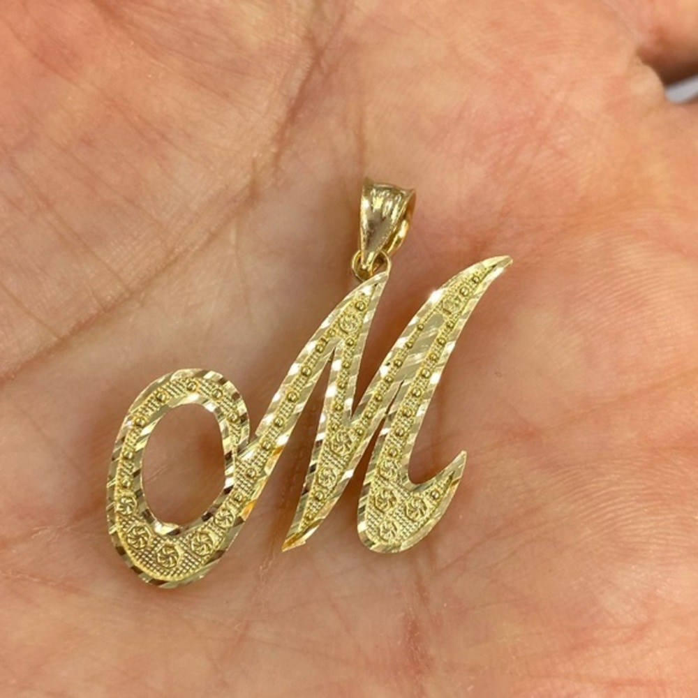 14K Gold initial M Pendant Necklace A B M H J R